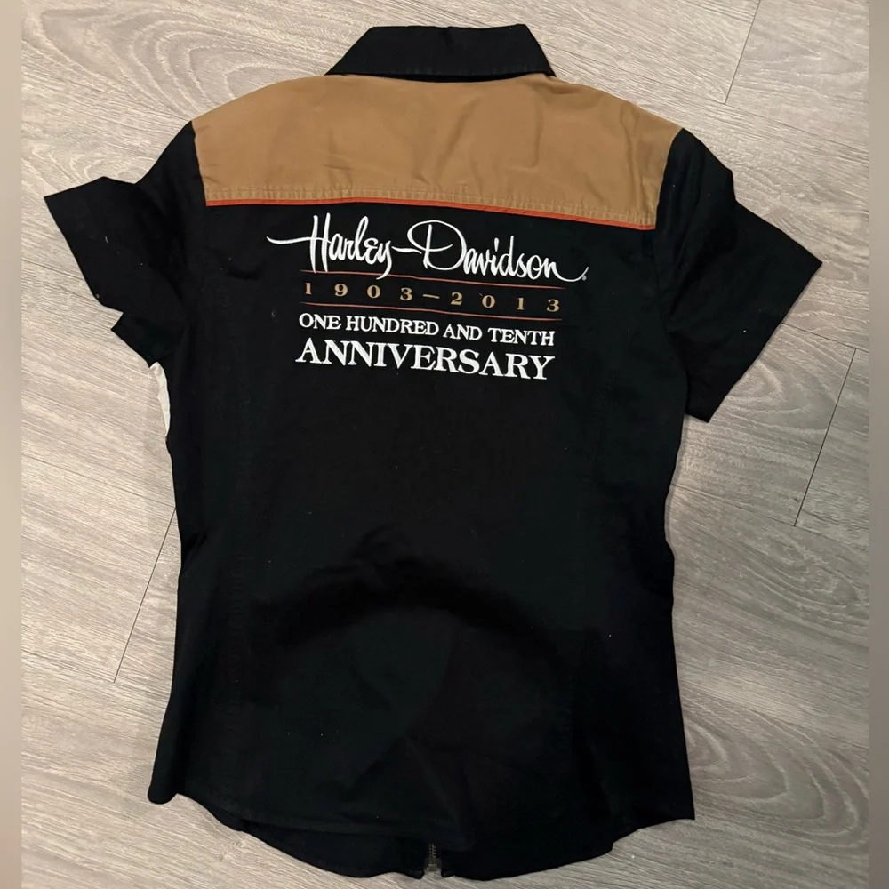 Harley-Davidson Black, Brown, and White Shirt - Picture 3 of 5